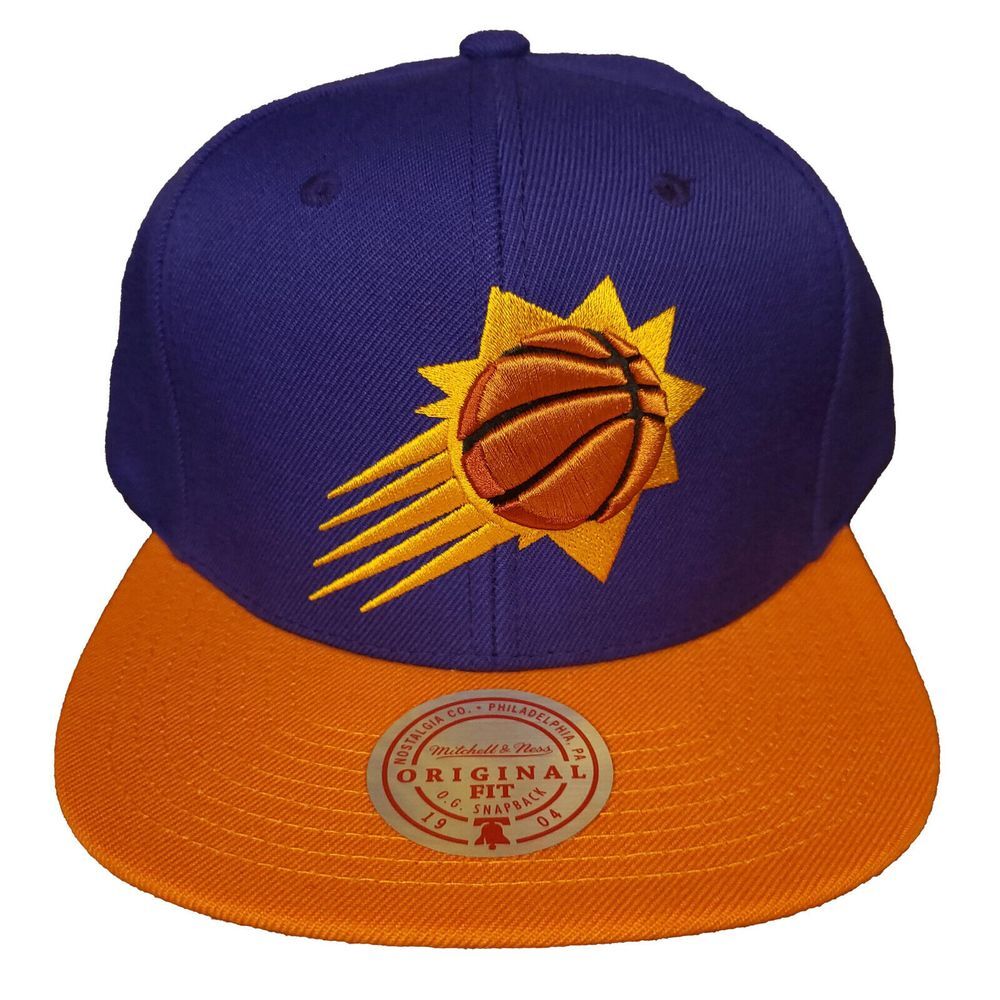 Phoenix Suns Mitchell & Ness NBA Snapback Hat Cap 3D Logo Purple Orange NWT